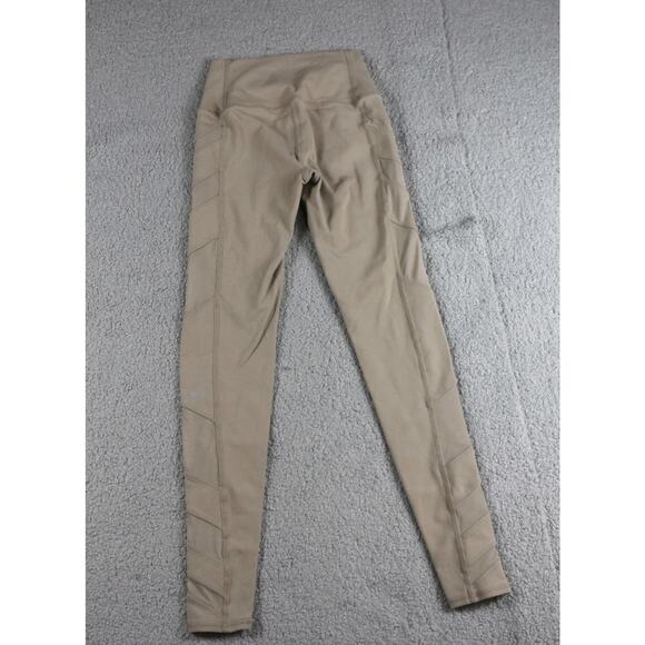 Alo Yoga Legging Xs Tan Block Mesh Stripe Side Detail High Waist - Picture 5 of 10
